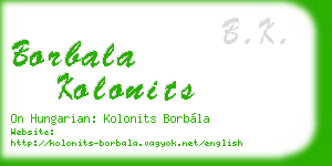 borbala kolonits business card
