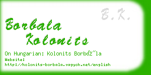 borbala kolonits business card